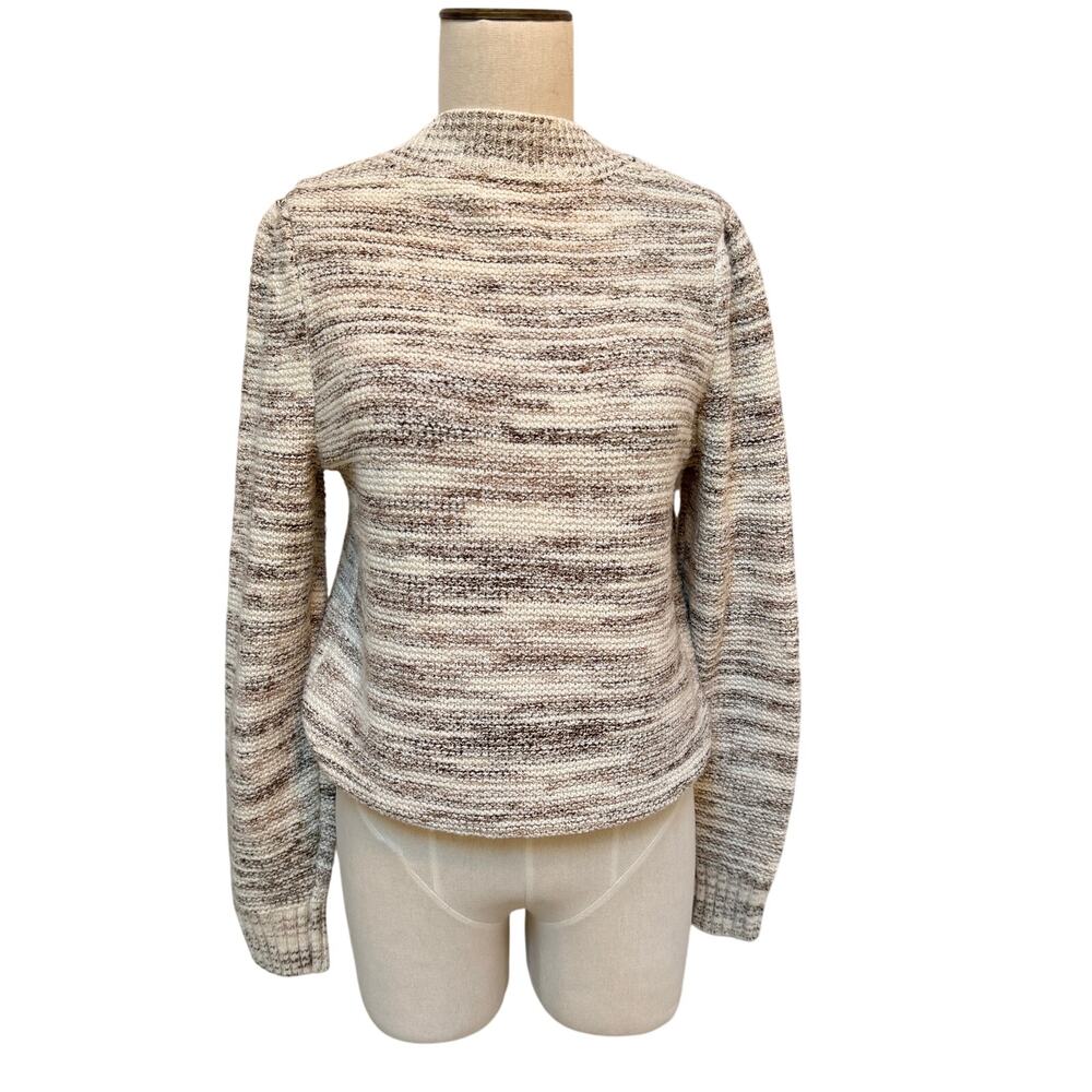 Evereve Mia Mark Puff Shoulder Pullover Marled Beige Ivory Sweater Small